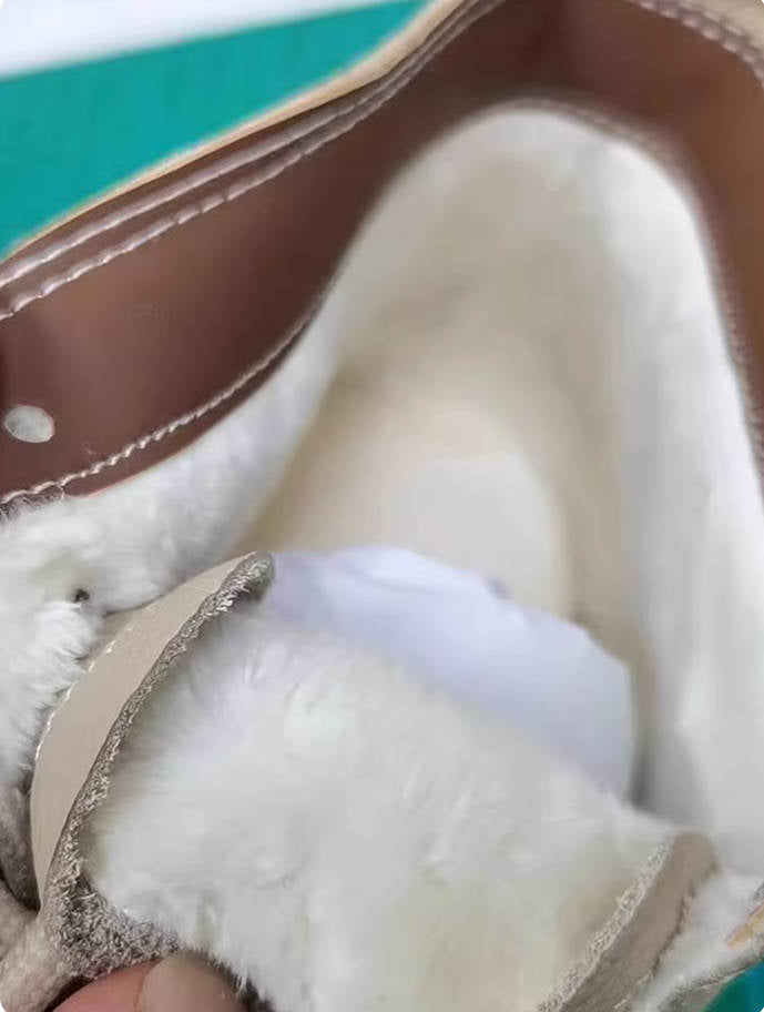 Retro Leather Round Toe Patchwork Soft Sole Lace-Up Ankle Boots - Image 4