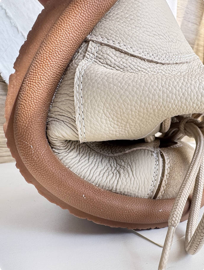 Retro Leather Round Toe Patchwork Soft Sole Lace-Up Ankle Boots - Image 5