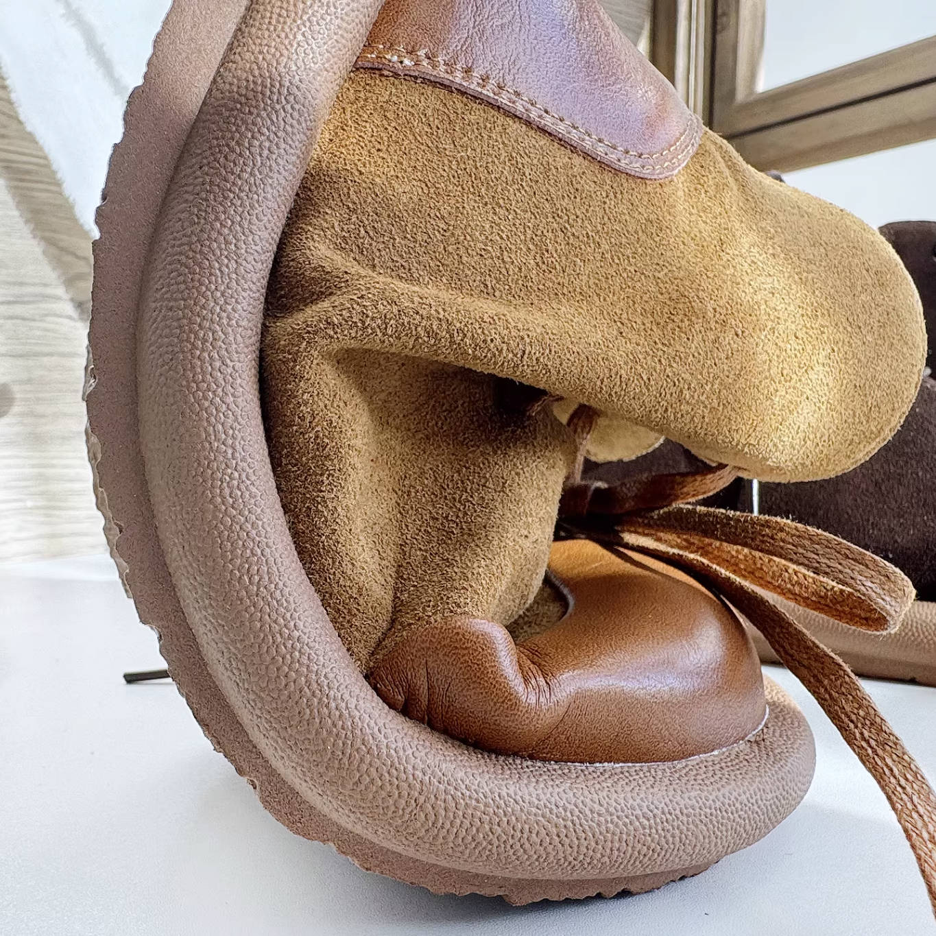 Autumn Winter Leather Sueded Patchwork Lace-Up Zipper Ankle Boots - Image 4