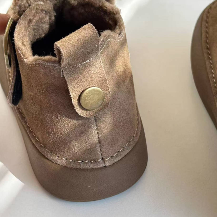 Winter Leather Sueded Wide Toe Fleece-Lined Platform Ankle Boots - Image 6