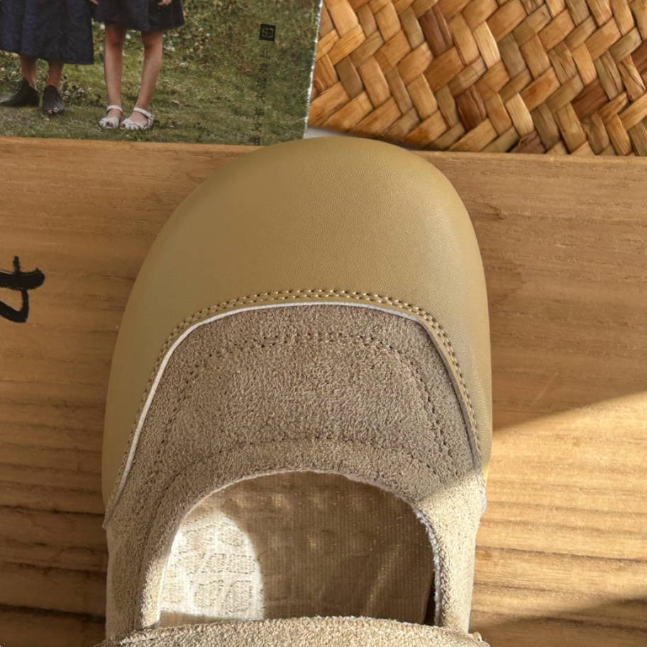 Autumn Leather Sueded Patchwork Double Straped Velcro Sandals - Image 3