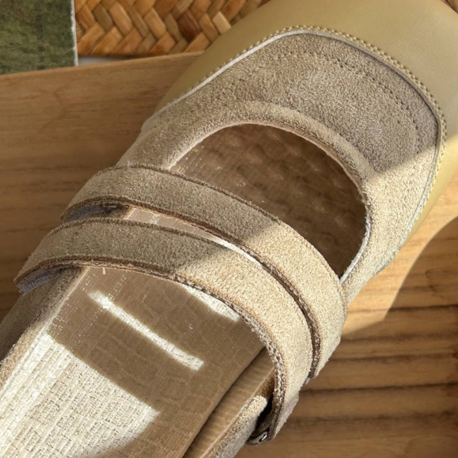 Autumn Leather Sueded Patchwork Double Straped Velcro Sandals - Image 4