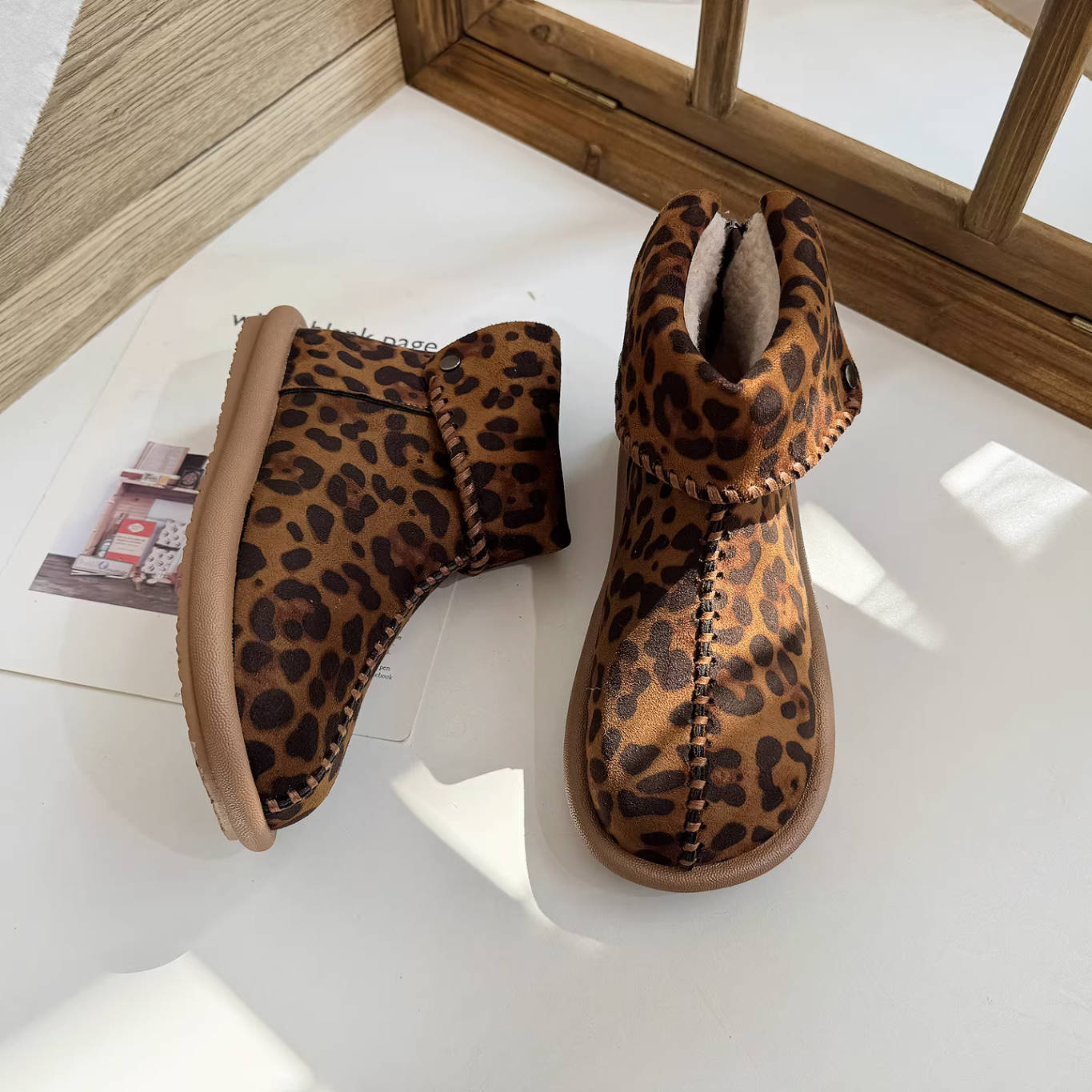 Winter Warm Leather Sueded Cuff Soft Sole Fleece-Lined Ankle Boots - Image 5