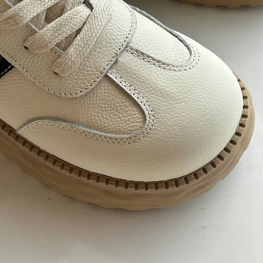 Casual Top Leather Round Toe Platform Patchwork Ankle Boots - Image 4