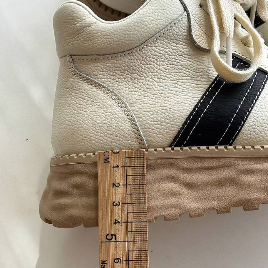 Casual Top Leather Round Toe Platform Patchwork Ankle Boots - Image 5