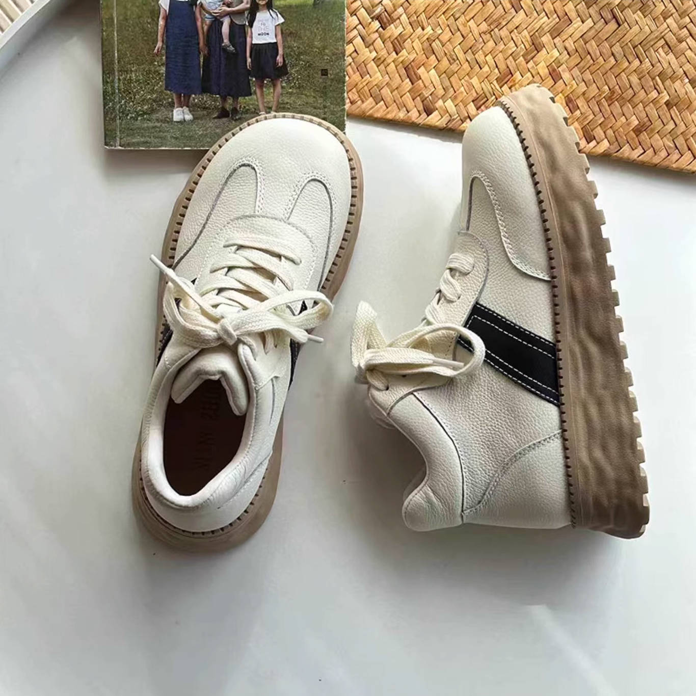 Casual Top Leather Round Toe Platform Patchwork Ankle Boots