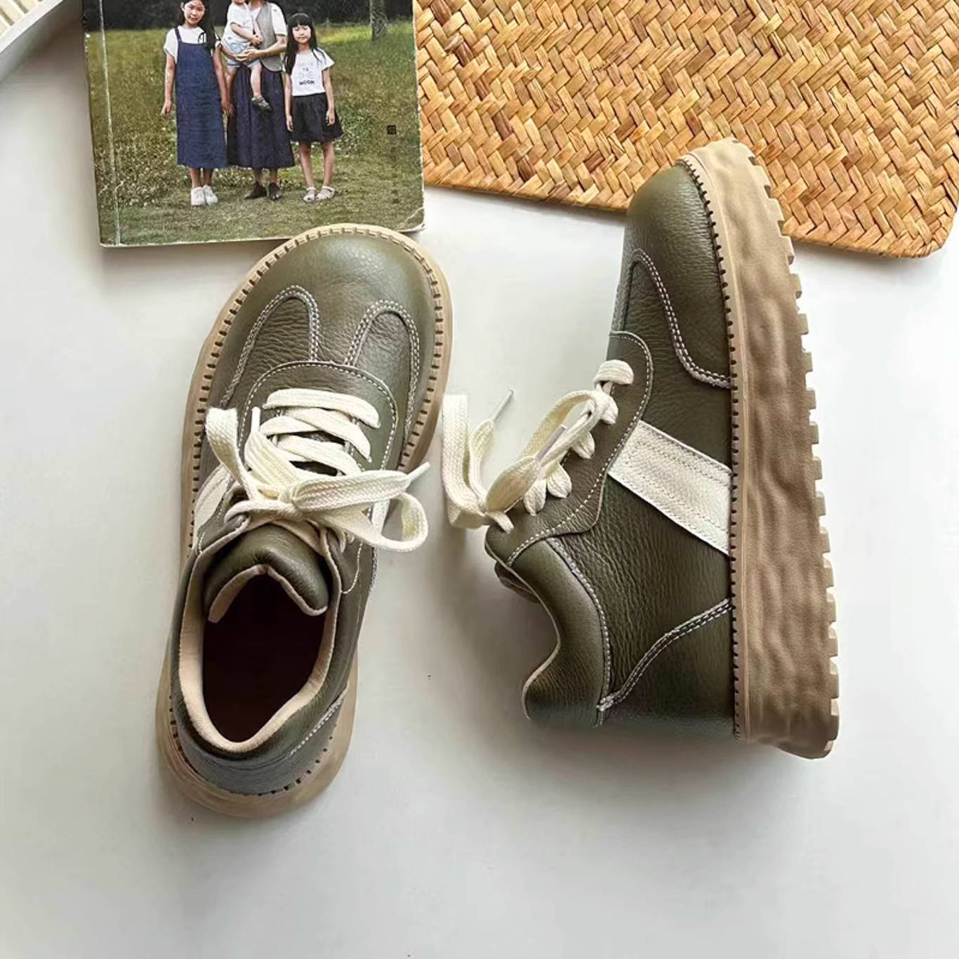 Casual Top Leather Round Toe Platform Patchwork Ankle Boots - Image 2