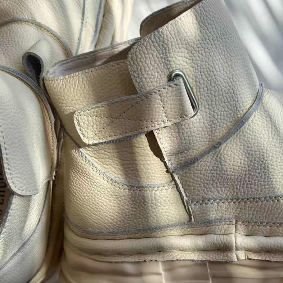 Retro Leather Wide Toe Platform Soft Sole Casual Ankle Boots - Image 6