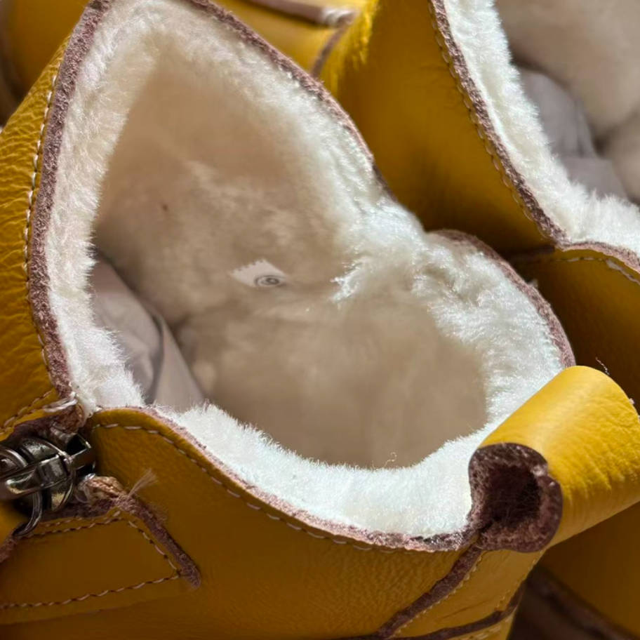 Winter Leather Wide Round Toe Fleece-Lined Platform Warm Ankle Boots - Image 5