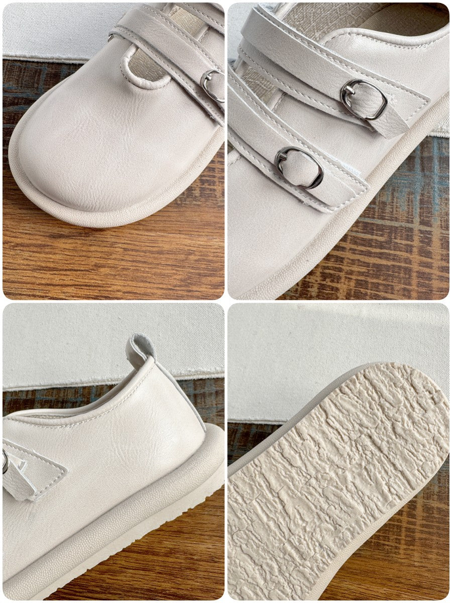 Babakud Women Spring Vintage Leather Double Straps Loafers - Image 3