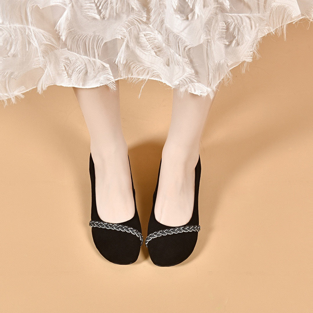 Summer Elegant Leather Round Toe Sueded Chunky Sandals - Image 4