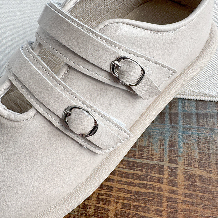 Babakud Women Spring Vintage Leather Double Straps Loafers - Image 5