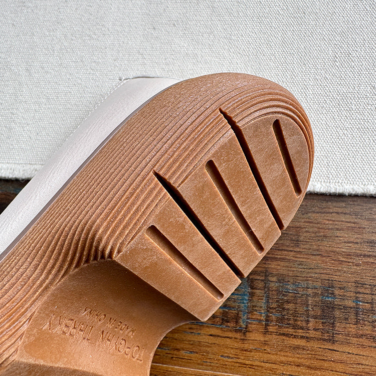 Babakud Women Spring Retro Leather Round Toe Buckle Loafers - Image 6