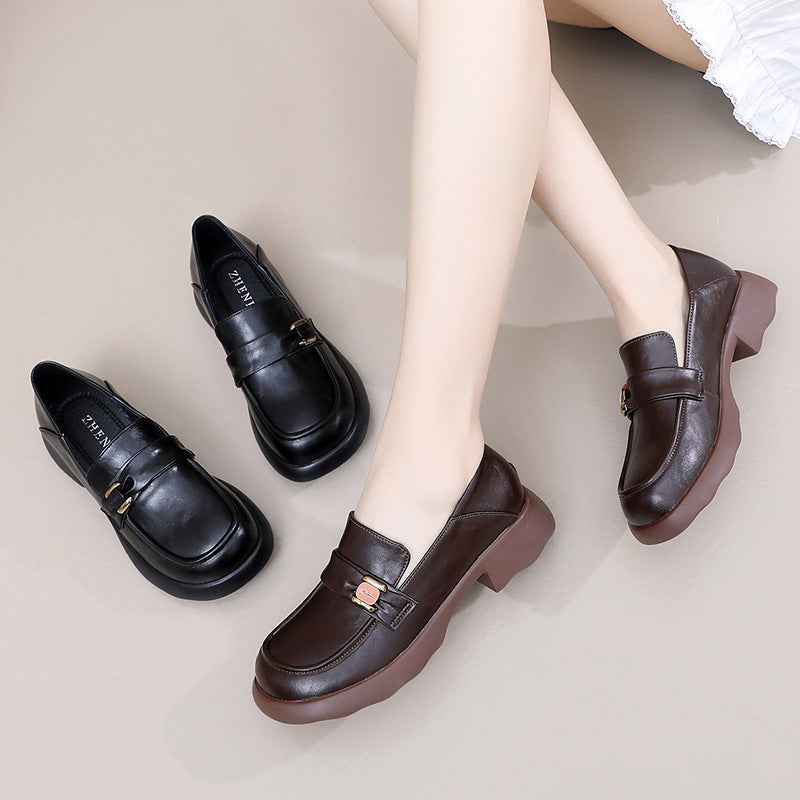 Spring Retro Comfortable Soft Leather Loafers for Women - Image 4