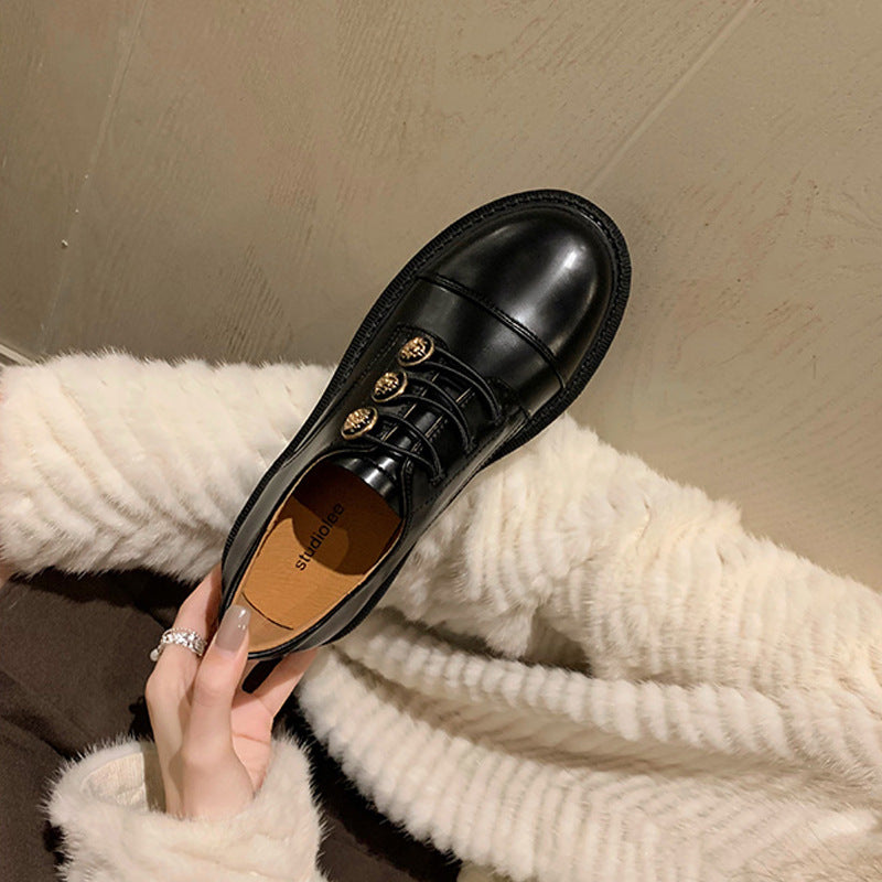 Women Elegant Button Accents Floral Embroidery Oxfords - Image 8