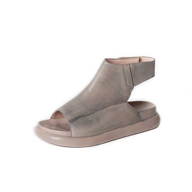 Women Summer Leather Casual Breathable Soft Flat Sole Sandals - Image 5