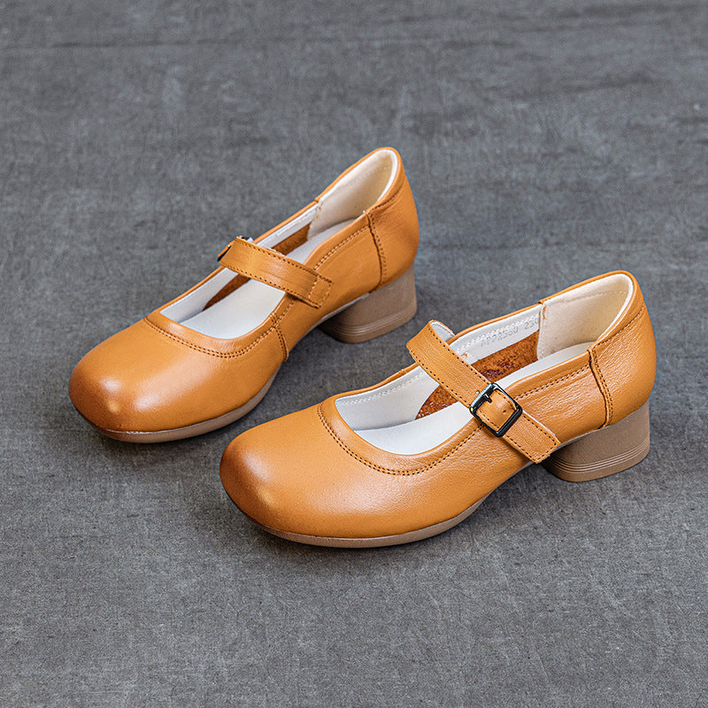 Women Genuine Leather Summer Chunky One Straped Sandals - Image 7